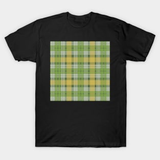 Green, White and Yellow Scottish Tartan Style Design T-Shirt